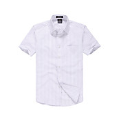 Menn Purple-grønne striper med korte ermer Cotton Skjorte