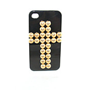 Rotondo di fila di Rivet Croce Custodia rigida nera doppia per iPhone 4/4S