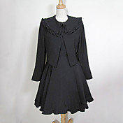 Langærmet Knælang Black Cotton Classic Lolita Outfit