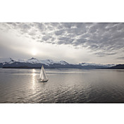 Printed Art Landscape Sailing at Sunset, Alaska ‘09 by Monte Nagler