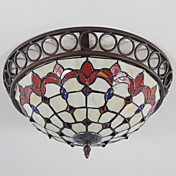 Tiffany stil flush mount med 3 lys - antik inspireret