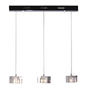 120W minimalista Luz Pingente moderno, com 3 luzes e sombra cristalina cúbica