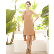 Women's Solid Color Asymmetrical Hem Dress