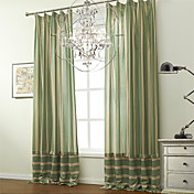 (Deux panneaux) Jacquard modernes Stripe Coton Lin mélangé Rideaux Eco-friendly