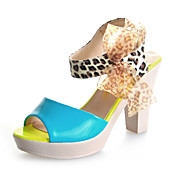 Chic Patent Leather Chunky Heel Sandals With Animal Print Party / Evening / Shoes (More Colors)