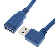 90 ° verso l'alto USB3.0 AM / AF Cavo rotondo (blu, 0,3 m)