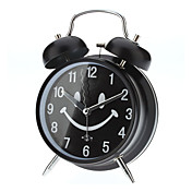 3 "Smiling Face Pattern Twin Bells analógica Alarma de reloj de escritorio (Negro, 2xAA)