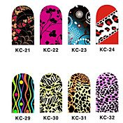 12PCS 3D Full-cubre Nail Art Stickers flash Powder serie de la flor (N º 4, colores surtidos)