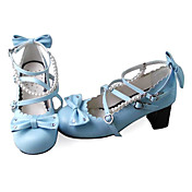 Handmade Blue Sky PU cuir à talons hauts 6.3cm Pays Lolita avec des perles