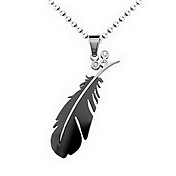 Titanium Stahl Glas Feather Anhänger Mannes Halskette