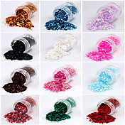 12 colores de Paillette del brillo del polvo de uñas Art Decoraciones A (6.5gx12)