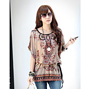 Women's Paisley Print Cape Sleeve Blouse with Belt
