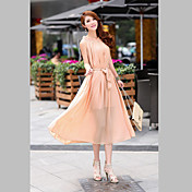 Kvinders Plisseret Belted Maxi Dress