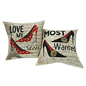 Conjunto de 3 Moda Calçados algodão / linho fronha decorativa