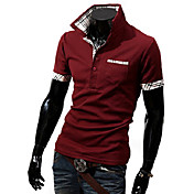 Uomo Plaid Shirt Collare Polo a maniche corte T-shirt