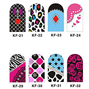 12PCS 3D Full-cubrir Nail Art Stickers Cartoon punto Series (N º 4, colores surtidos)