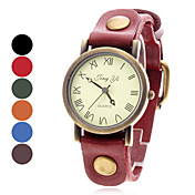 Women's Roman Numbers Style Analog Leather Quartz Wrist Watch (Assorted Colors)