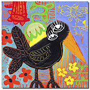 Printed Canvas Art Animal Blackbird Boogie by Sara Catena with Stretched Frame