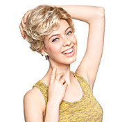 Capless Short Synthetic Light Blonde Curly Hair Wig
