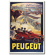 Gedrukt op doek Vintage Peugeot door Vintage Posters met gestrekte kader