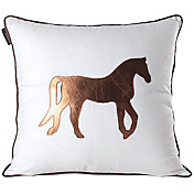 Modern Horse Linen & Leather Decorative Pillow Cover