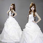 Stropløs gulvlange White Satin prinsesse Lolita kjole