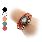 Women's Leather Analog Quartz Bracelet Watch (Assorted Colors)