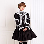 White Lace Black Long Sleeve Blouse Knee-length Skirt CottonClassic Lolita Outfit