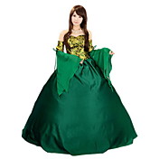 Stropløs gulvlange Grøn og gul Satin Aristocrat Lolita Dress