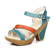 Stylish Leather Chunky Heel Sandals With Buckle Party/Evening Shoes(More Colors)