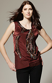ts håndlaget beaded utforming ermeløs bluse skjorte