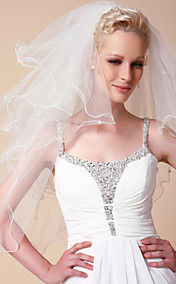 Four-tier Elbow Wedding Veils With Pearl Trim Edge