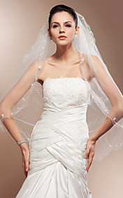 Two-tier Elbow Wedding Veils With Cut Edge