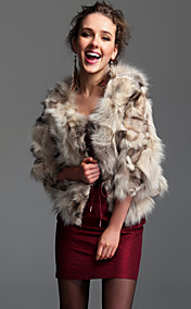 Collarless Collar 3/4 Sleeve Fox Fur Evening/Wedding Jacket(More Colors)