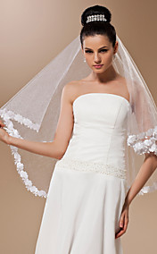 One-tier Tulle Fingertip Veil With Applique (More Colors)