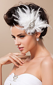Gorgeous Feather With Rhinestones/ Tulle Wedding Bridal Headpiece