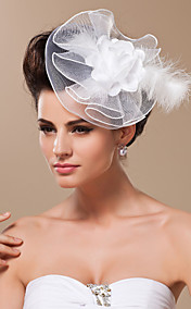 Gorgeous Tulle And Feather Bridal Fascinator/Headpiece