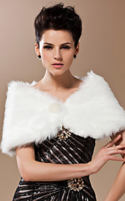 faux fur occasione speciale / scialle da sposa in avorio con chiusura anteriore perla