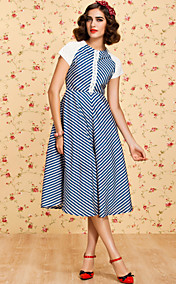 TS VINTAGE 1950s Striped Midi Dress