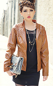 Manga comprida Permanente Collar Casual PU Jacket (mais cores)