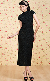 ts cópia do vintage vestido justo de veludo