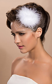 Gorgeous Tulle Wedding Bridal White Feather Headpiece
