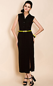 ts couleur constract ceinture maxi robe sans manches