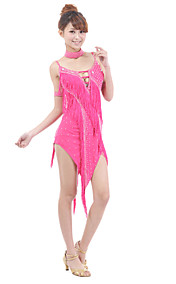dancewear polyester met kristal en kwasten prestaties latin dans jurk voor dames meer kleuren