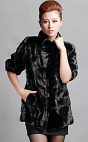 Half Sleeve Standing Collar Mink Fur Evening/Career Coat