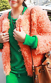 3/4 Sleeve Collarless Faux Fur Evening/Office Jacket(More Colors)