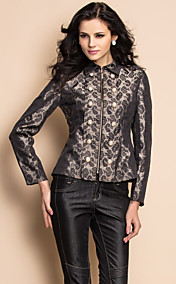 TS Military Style Zippered Jacquard Jacket