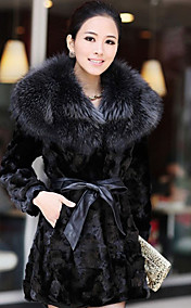 Manga comprida Brasão Raccoon Fur Xaile Fur Mink Collar Casual / noite (mais cores)