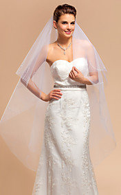 Elegant One-tier Waltz Wedding Veil With Pencil Edge