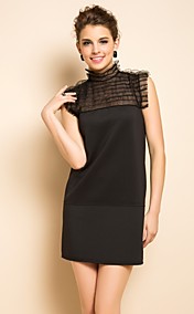 TS Mesh Stitching Jersey mouwloze jurk